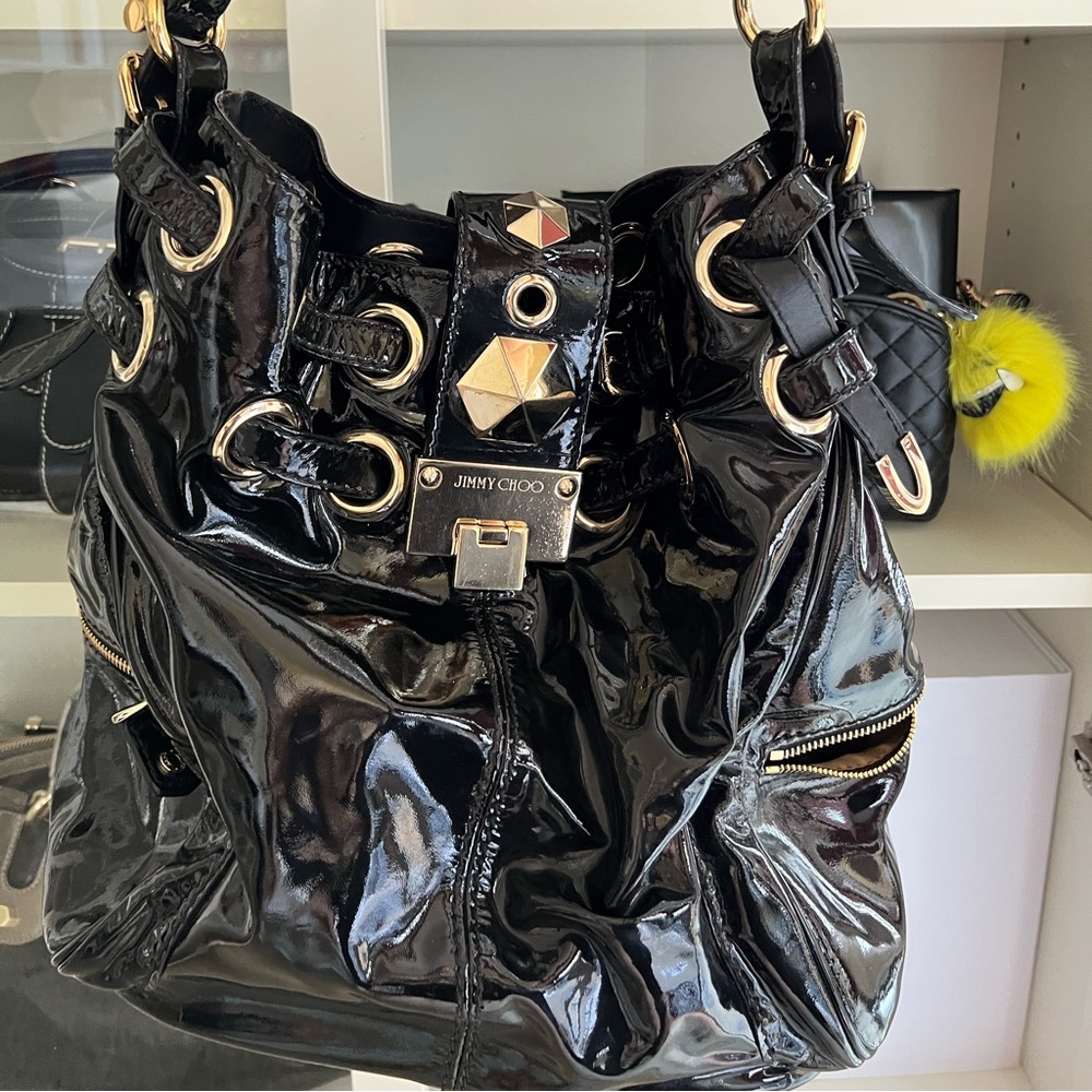 Jimmy Choo patent leather shoulder bag
